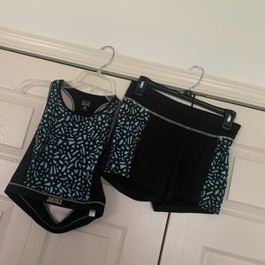 justice sports bra and athletic shorts